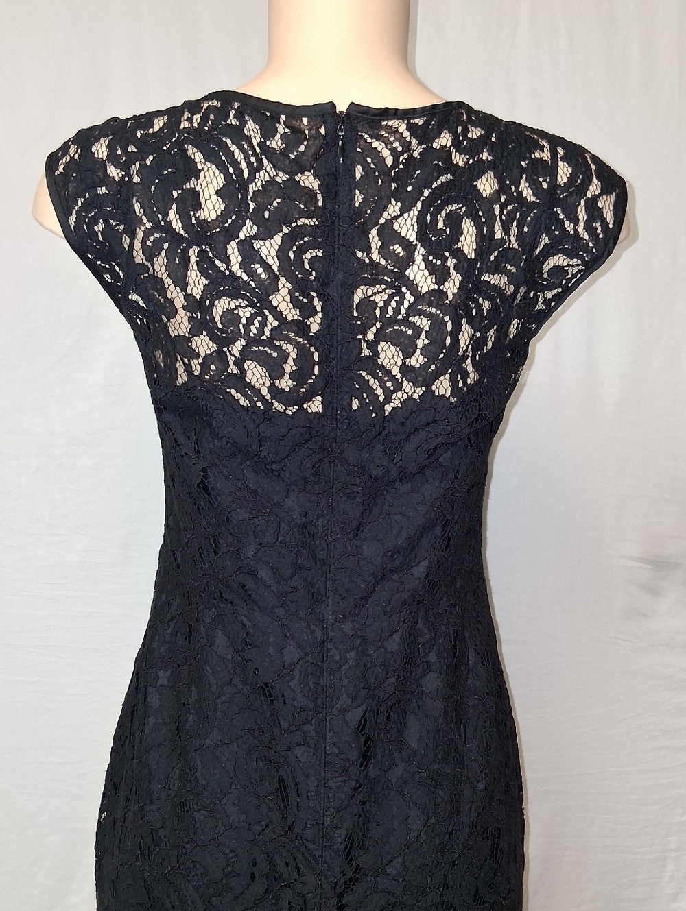 Banana Republic Black Lace Midi Dress with Cap Sleeves Size 6 Petite - Picture 16 of 17